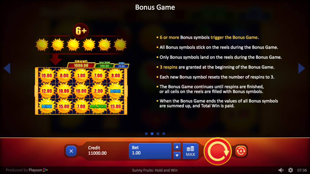 Sunny-fruits-hold-and-win-Bonus-game